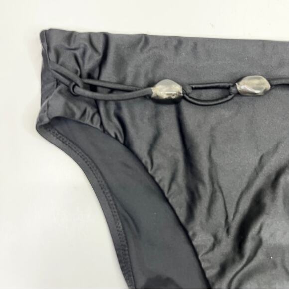 Red Carter Shine Solids O-Ring High Waisted Bikini bottom black - M - Picture 3 of 10